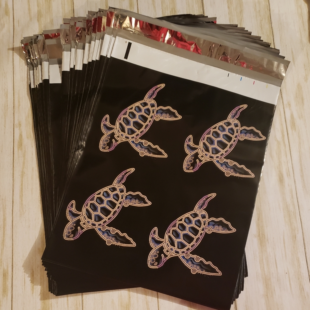 100 Poly Mailers Size 10x13 Rainbow Turtle Design Thick Shipping Supplies